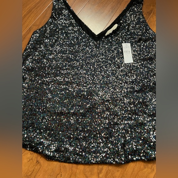 NWT Loft women's XL Black sequin tank - Picture 6 of 7